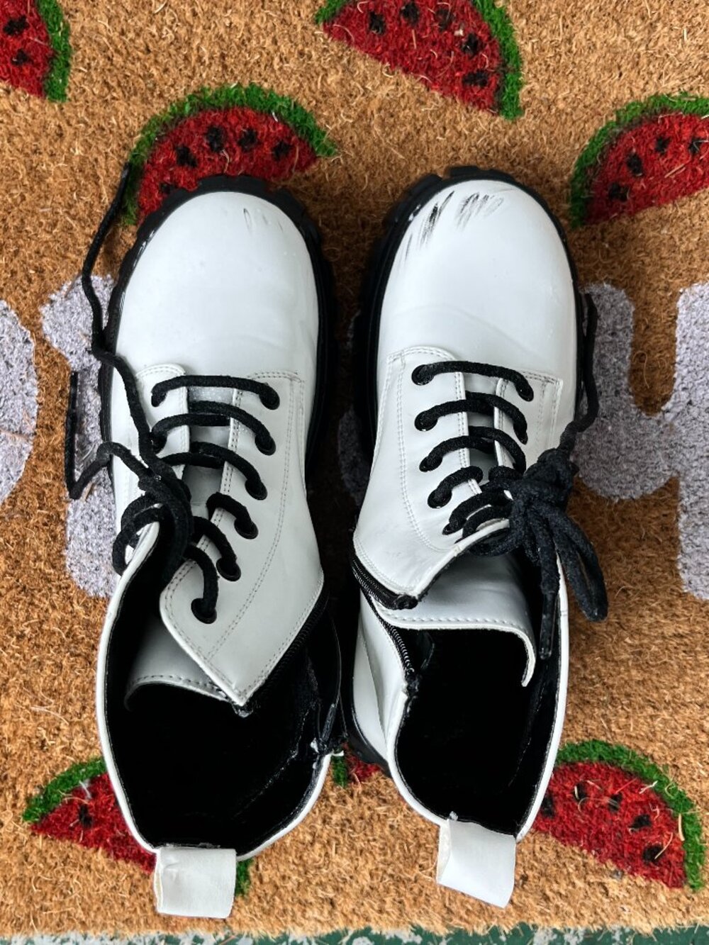 H&M White Platform Combat Boots